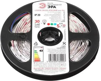 ЭРА LS5050-7,2-30-12-RGB-IP20-1year-5m