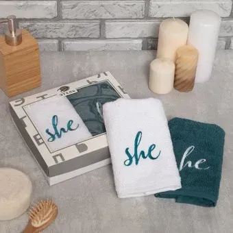 Этель She & He 2 шт 4869011 (белый/бирюзовый)