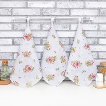 Доляна Roses on linen 3 шт 9149327 (белый/розовый)