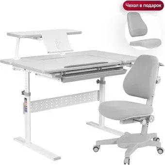 Anatomica Dunga + надстройка + органайзер + подставка для книг с серым креслом Armata (белый/серый)