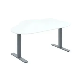 WellDesk двухмоторный, ДСП 28 мм, столешница в форме облака (белый/серый)