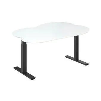 WellDesk двухмоторный, ДСП 28 мм, столешница в форме острова (белый/черный)