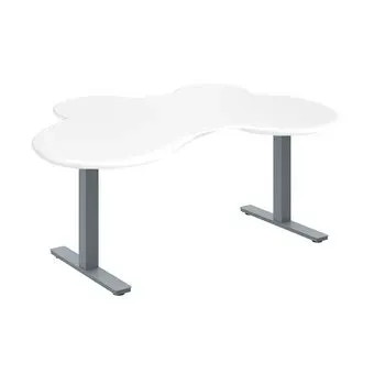 WellDesk двухмоторный, ДСП 28 мм, столешница в форме бабочки (белый/серый)