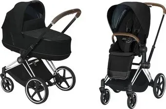 Cybex Priam (2 в 1, deep black, шасси chrome/brown)