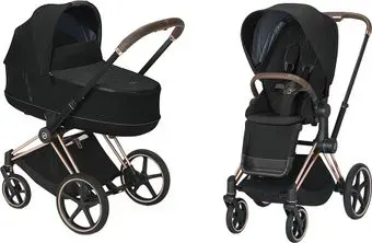 Cybex Priam (2 в 1, deep black, шасси rose gold)