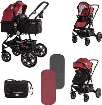 Lorelli Lora 2021 (2 в 1, luxe red elephants)