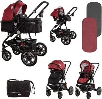 Lorelli Lora 2021 (3 в 1, luxe red elephants)