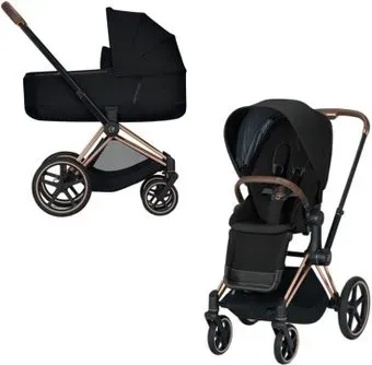 Cybex Priam 2020 (deep black, рама розовое золото)