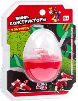 Bondibon ВВ3236-B Мини в красном яйце. 2 в 1 динозавр