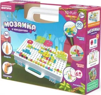 ND Play NDP-104 Мозаика в чемоданчике 2 в 1. Геометрические фигуры
