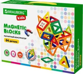 BRAUBERG 663847 Kids Magnetic Big Blocks-64