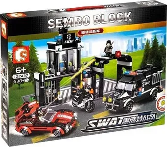 Sembo Block Black Hawk Special Forces 102437 Bandit Robbing Prison Car