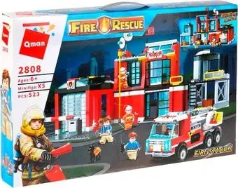 Qman Fire Rescue 2808 Пожарная станция с машиной