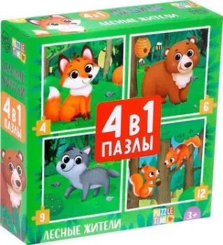 Puzzle Time Лесные жители 4 в 1 5411907
