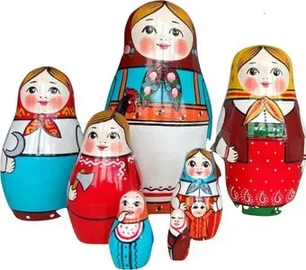 Брестская Фабрика Сувениров в стиле первой русской матрешки (набор 7 шт)