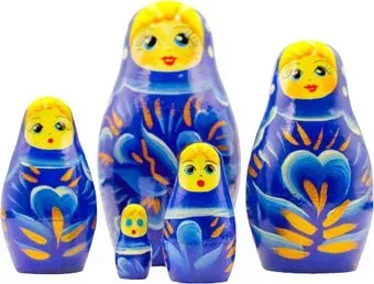 Брестская Фабрика Сувениров Синяя с цветами (набор 5 шт)
