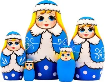 Брестская Фабрика Сувениров Новогодние матрешки для детей в виде Снегурочки (набор 5 шт)