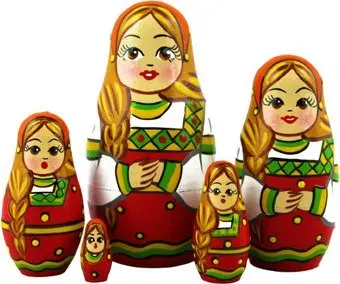 Брестская Фабрика Сувениров Девушка в восточном славянском традиционном костюме (набор 5 шт)