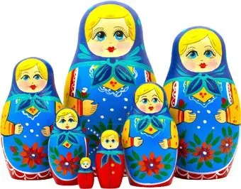 Брестская Фабрика Сувениров В синем платке и сарафане с цветочным декором (набор 7 шт)
