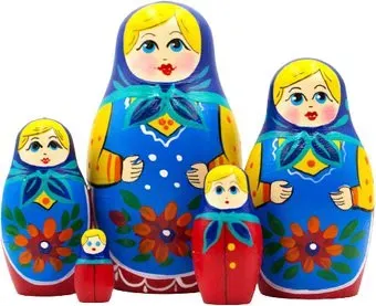 Брестская Фабрика Сувениров В синем платке и платье-сарафане с красными цветами (набор 5 шт)