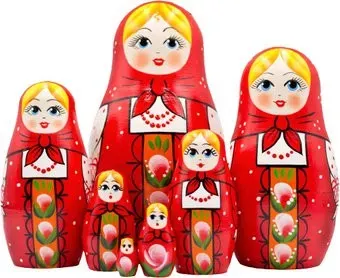 Брестская Фабрика Сувениров В красном платке и сарафане с орнаментом (набор 7 шт)