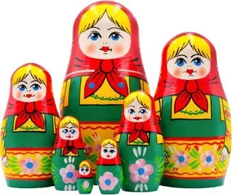 Брестская Фабрика Сувениров В зеленом сарафане и красном платке (набор 7 шт)