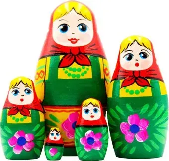 Брестская Фабрика Сувениров В зеленом сарафане и красном платке (набор 5 шт)