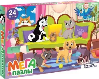 Puzzle Time Мега-пазл Милые питомцы 9319945 (24эл)