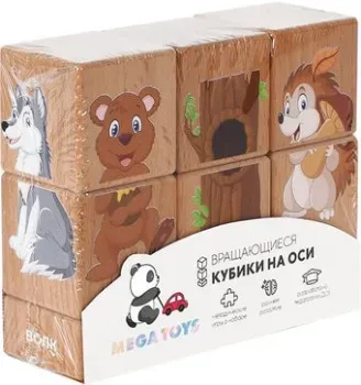 Mega Toys Кубики на оси Лесные животные 15203