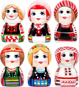 Брестская Фабрика Сувениров в белорусских народных костюмах (набор 6 шт)