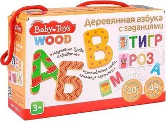 Baby Toys Wood Азбука деревянная с заданиями 02995
