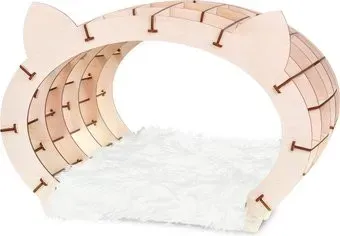 Eco-Wood-Art «Кошкин дом» натуральный каркас — белый мех
