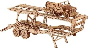 Wood Trick Прицеп-автовоз с военным кабриоджипом 1234-18
