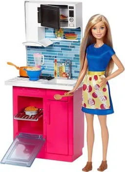 Barbie Doll & Kitchen Playset DVX54
