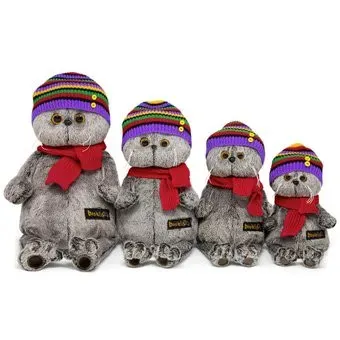 BUDI BASA Collection Басик в полосатой шапке с шарфом Ks25-169 (25 см)