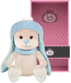 Jack&Lin Зайчик в голубом шарфе и шапочке JL-266-20