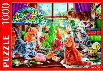 Рыжий кот Котята у аквариума Ф1000-0753 (1000 эл)
