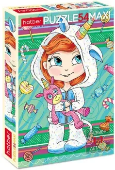 Hatber MAXI Девочка-Единорожка 54ПЗ3_28875 (54 эл)