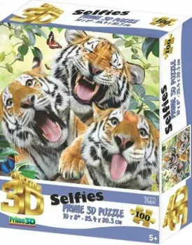 Prime 3D Стерео пазл. Тигры селфи