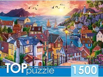 Top Puzzle Приморский город на закате