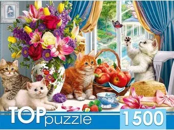 Top Puzzle Милые котята в гостиной