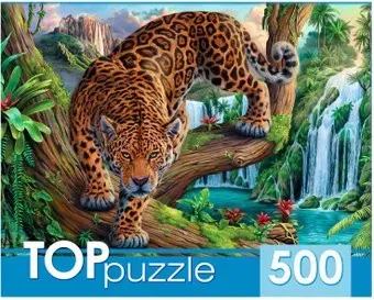 Top Puzzle Леопард у водопада