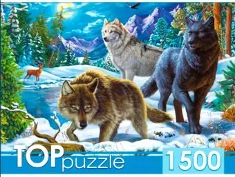 Top Puzzle Top Волки в ночном лесу