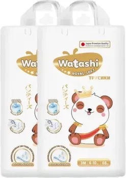 Watashi Royal Soft 3 M 6-10 кг (136 шт)