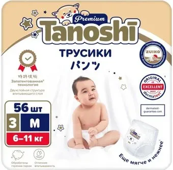 Tanoshi Premium Baby Pants M 6-11 кг (56 шт)