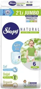Sleepy Natural 6 Extra large 15-25 кг 2Х Jumbo (40 шт)