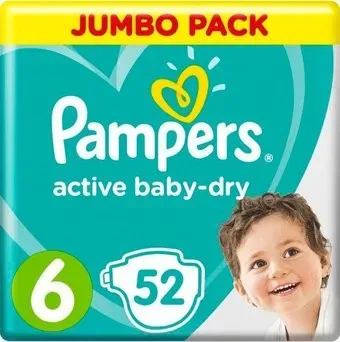Pampers Active Baby-Dry 6 Extra Large (52 шт)