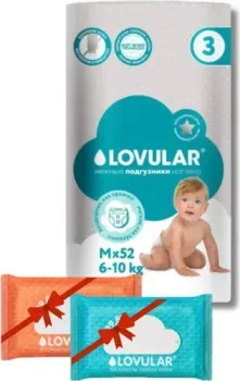 Lovular Hot Wind M 6-10кг 52 шт + Влажные салфетки 20 шт