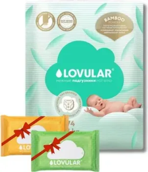 Lovular Bamboo S 4-8кг 74 шт + Влажные салфетки 20 шт