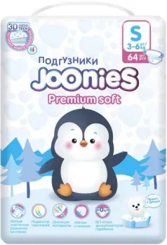 Joonies Premium Soft S 3-6 кг (64 шт)